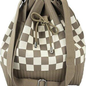 Knit Bucket Bag Women 2025 Trendy Spring Crochet Knitted Drawstring Shoulder Bag